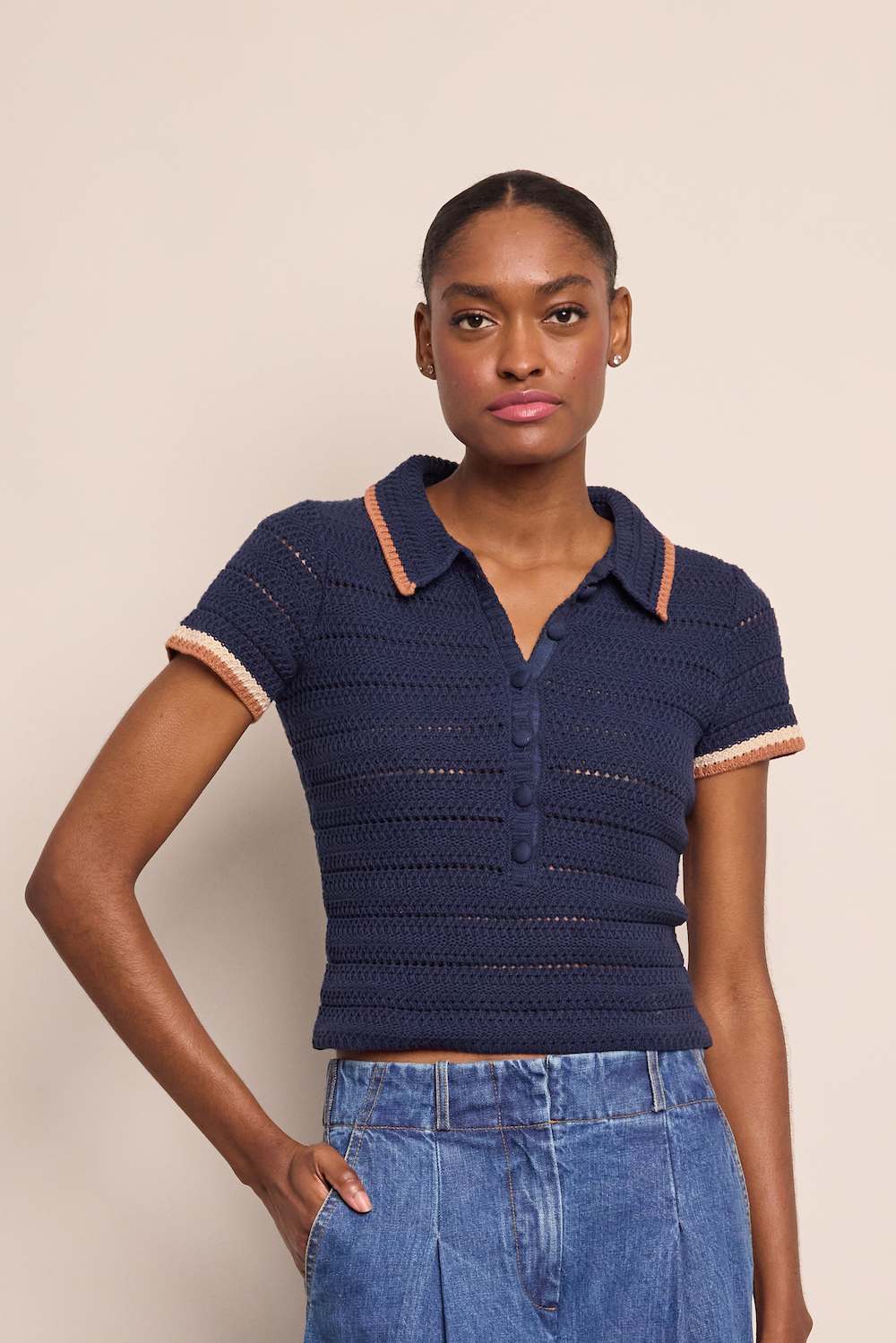Lydia Top | Navy Crochet