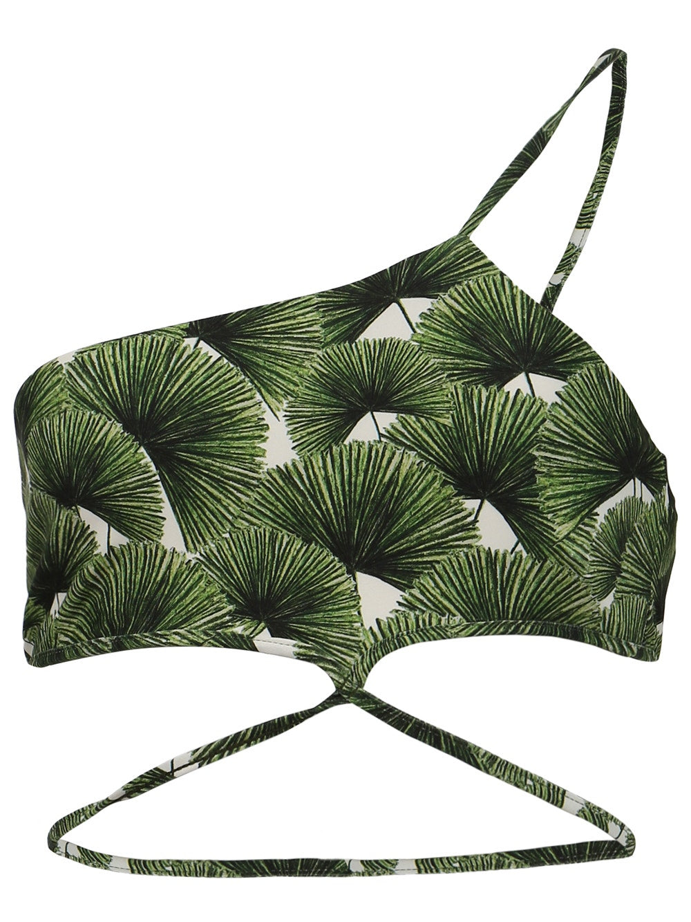 Agua by Agua Bendita | Azucena Asymmetrical Leaf Print Bikini Top