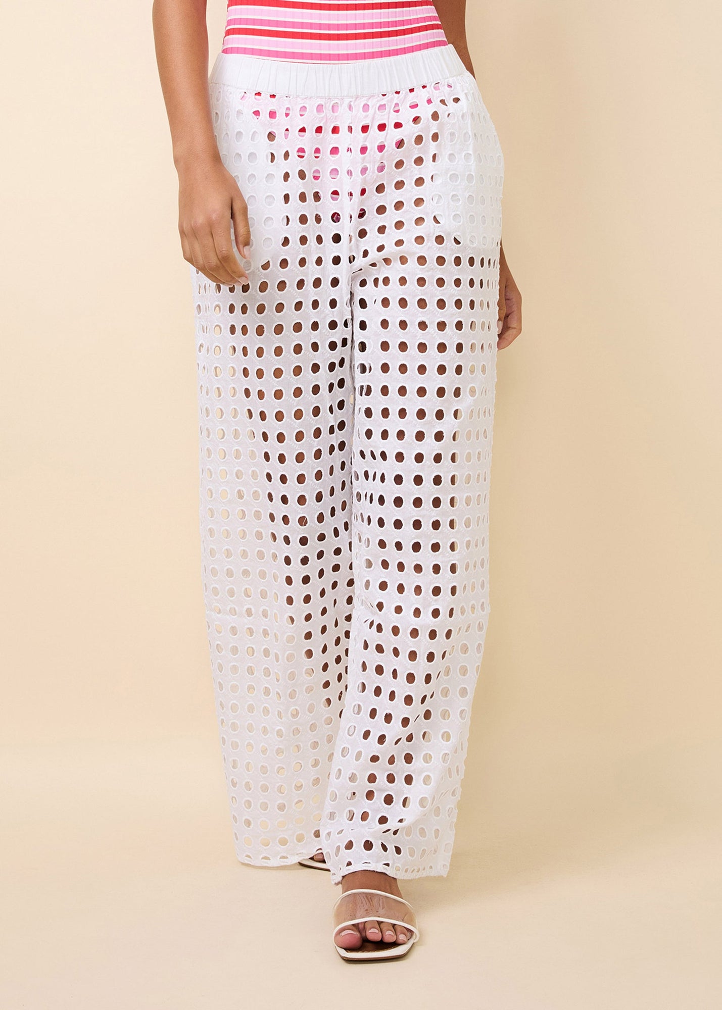 Eyelet Delaney Pant Optic White - Solid & Striped
