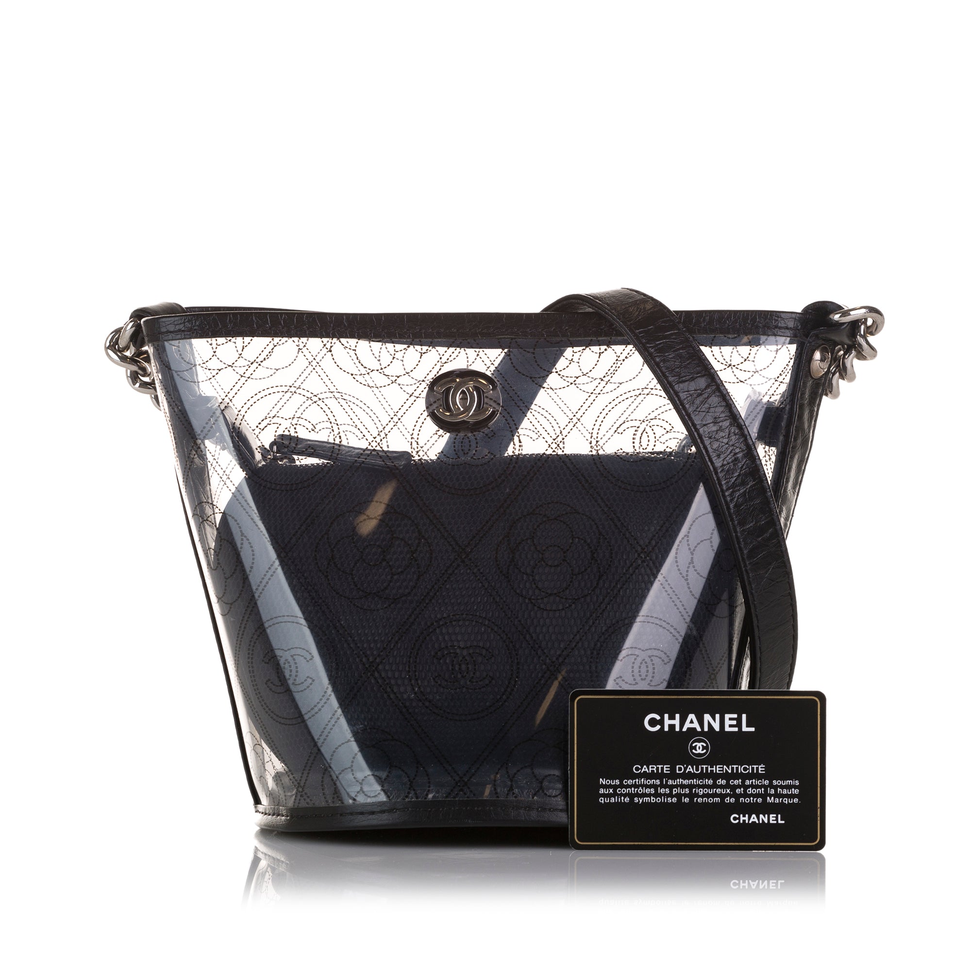Chanel | Pre-Owned Crumpled Calfskin PVC Camellia Bucket - I | Black