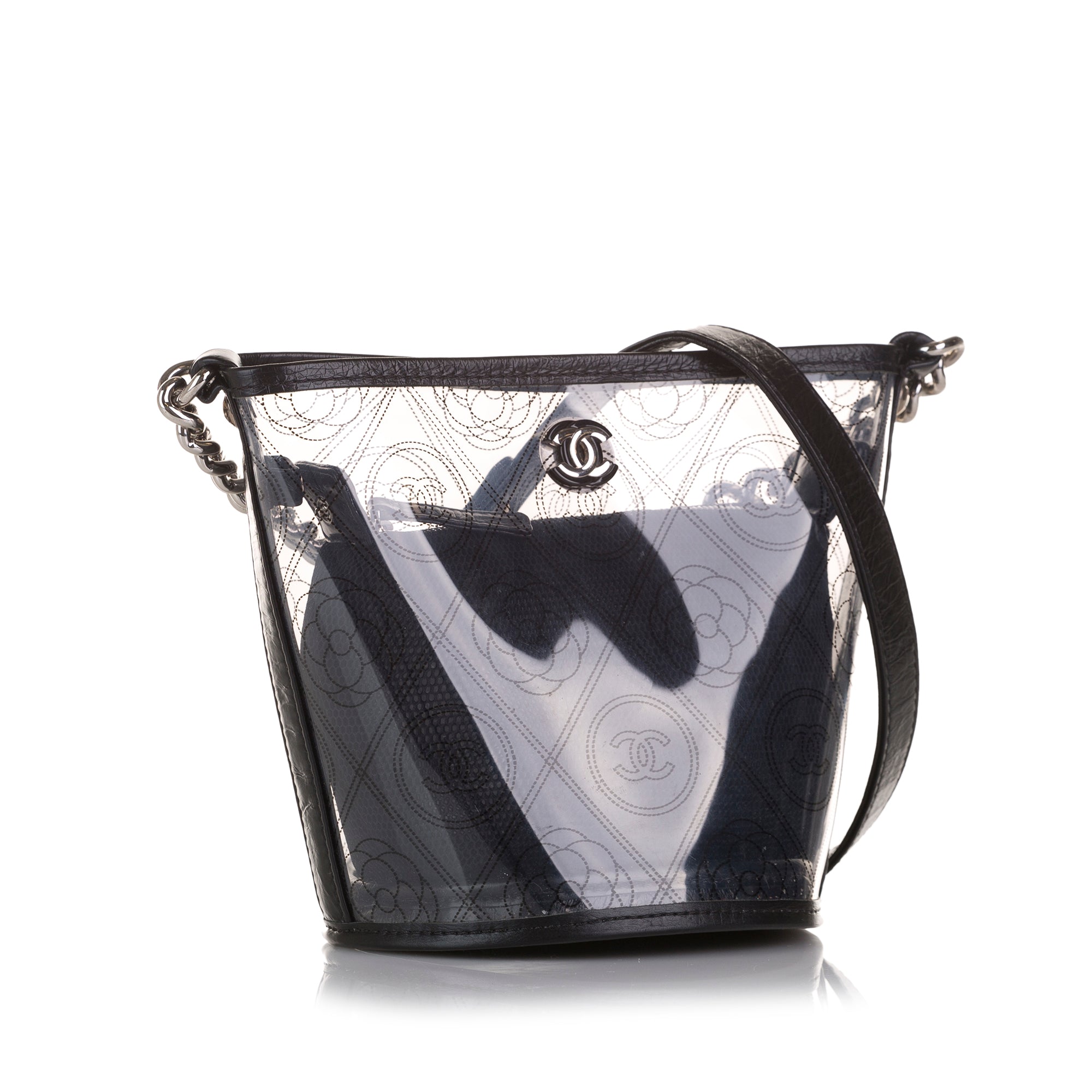 Chanel | Pre-Owned Crumpled Calfskin PVC Camellia Bucket - I | Black