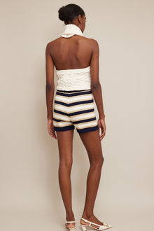 Noelle Short | Navy White Lurex Stripe