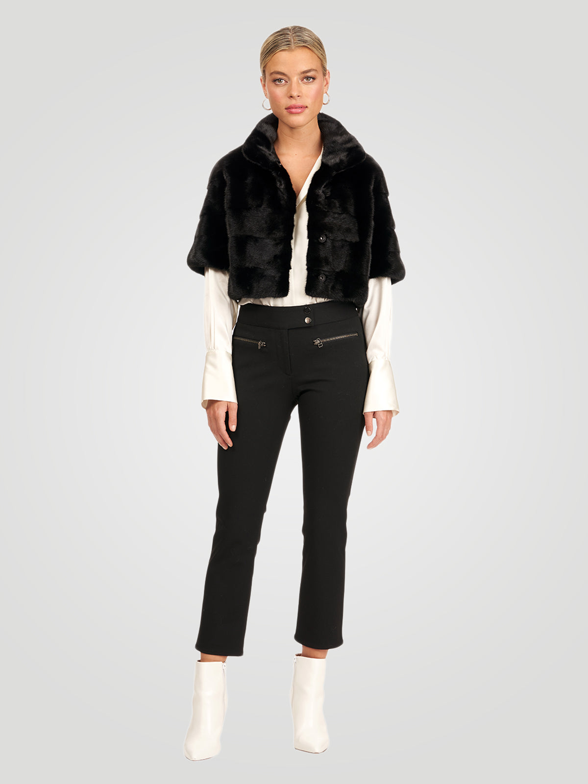 Mink Fur Bolero With Cropped Sleeves | Women | Black