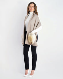 Wool Stole With Golden Island Fox Pockets | Women | Taupe