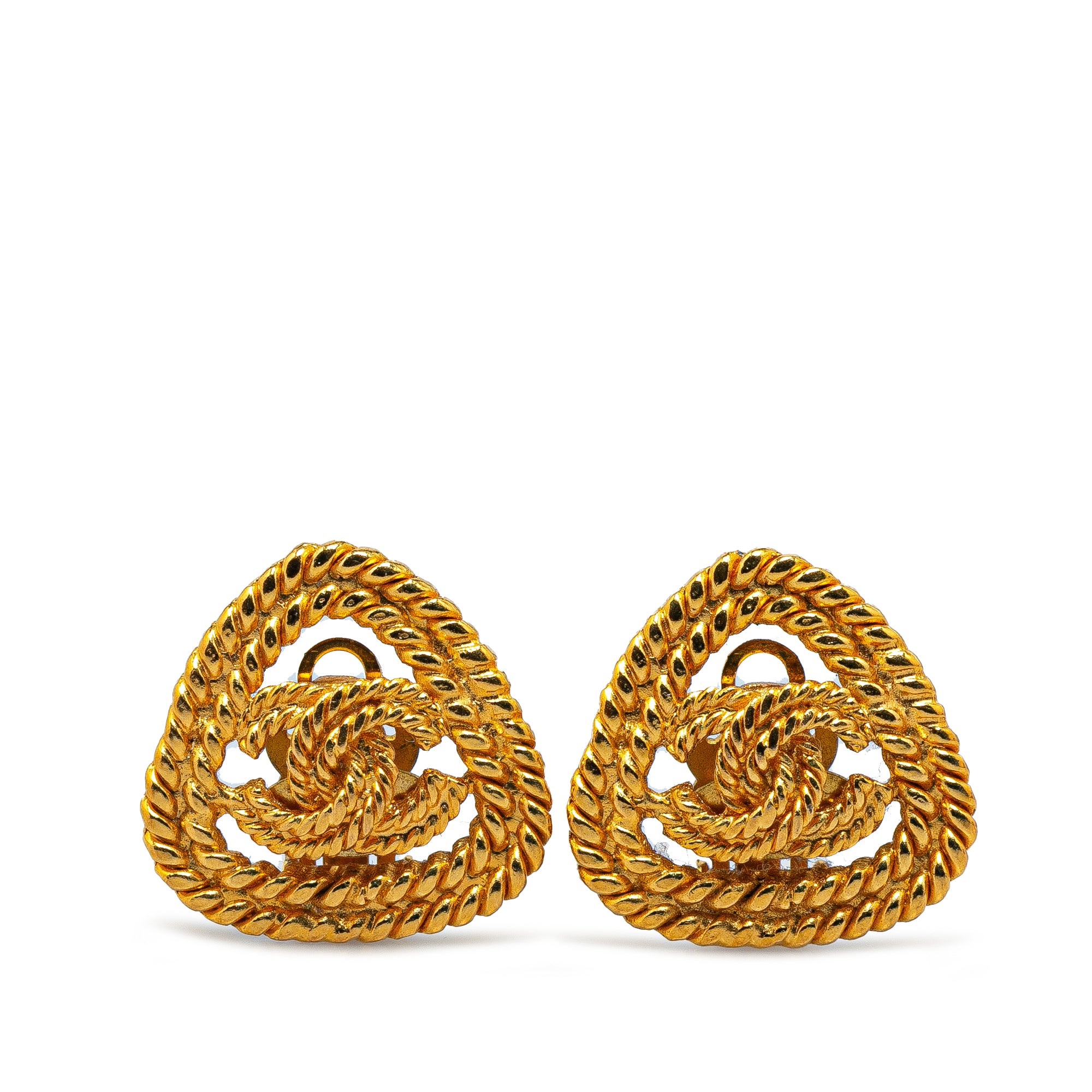 Chanel Pre-Owned Gold Plated CC Triangle Rope Clip On Earrings | Women | Gold (V1)