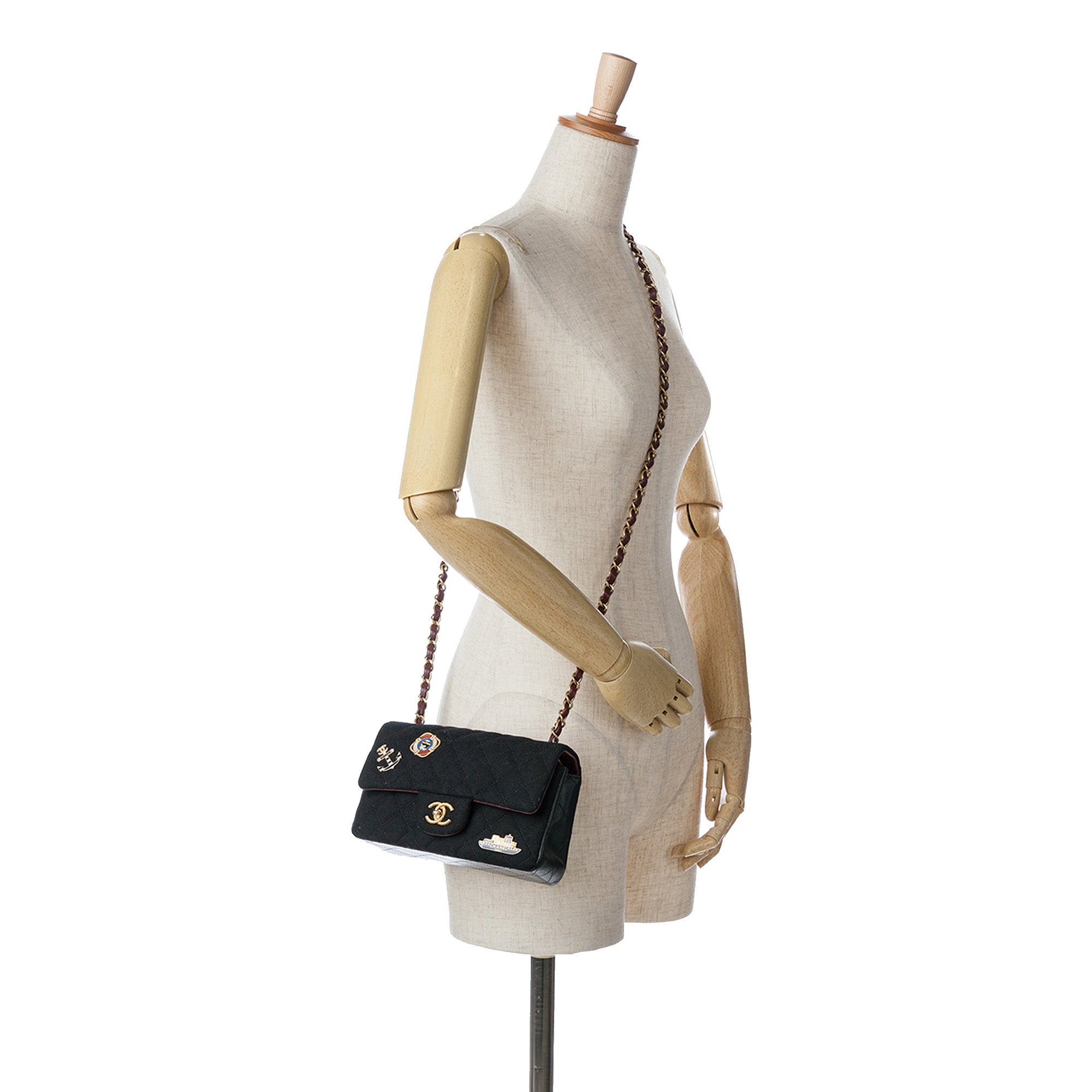 Chanel | Pre-Owned Paris Hamburg Mini Rectangular Classic Wool Coco Sailor Charms Double Flap | Black