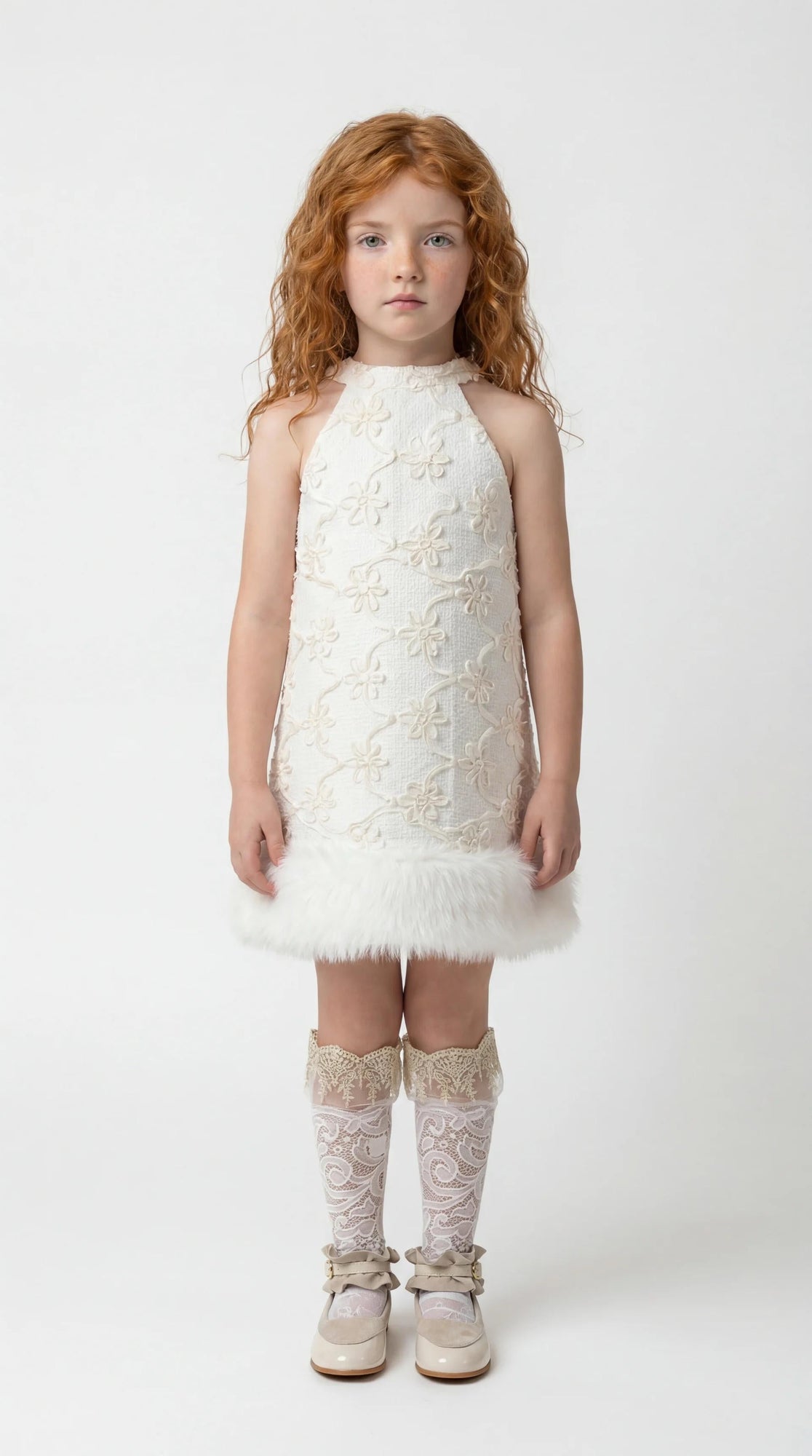 Girl | Aida Lace and Socks | White x Gold
