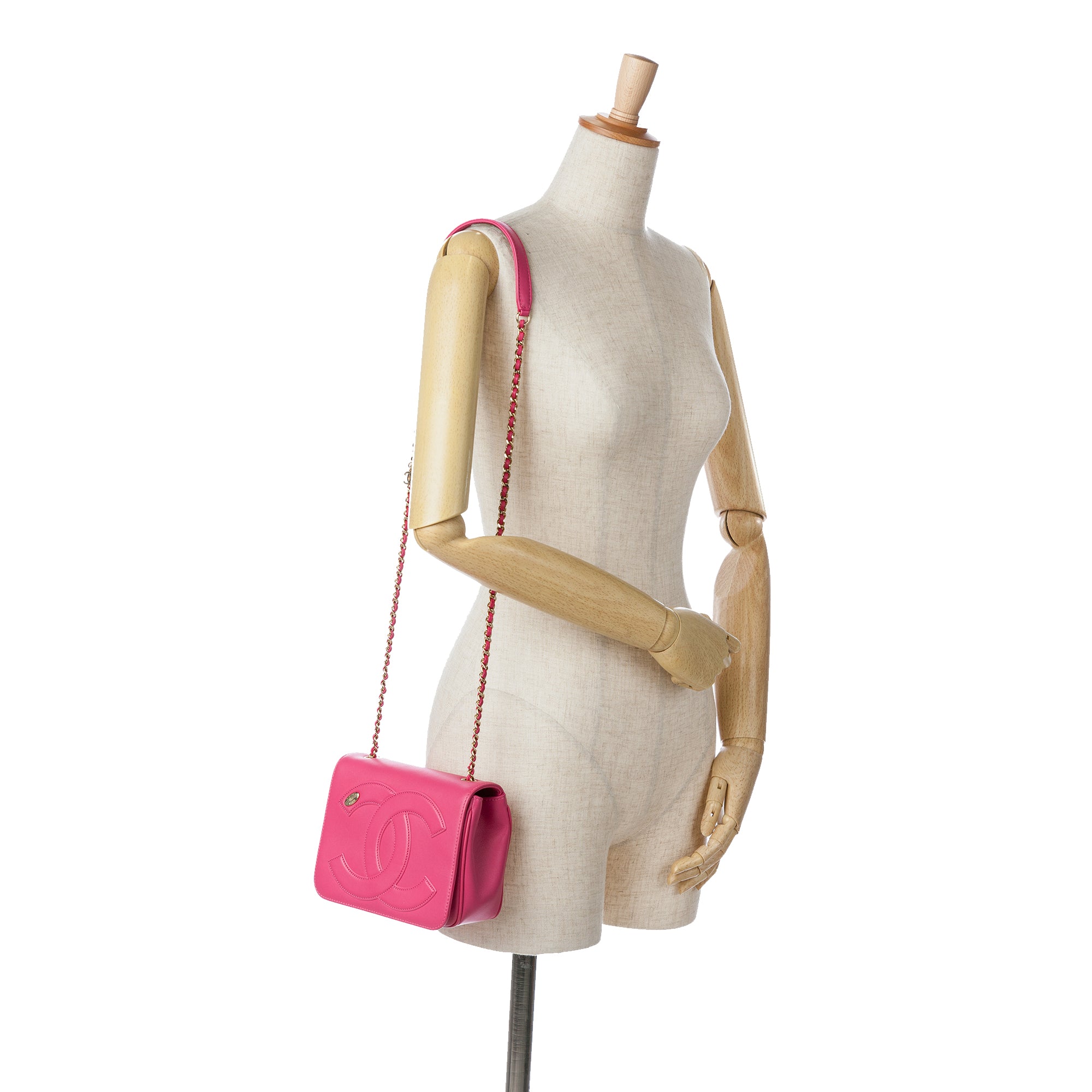 Chanel | Pre-Owned Lambskin CC Mania Flap | Pink/Hot Pink