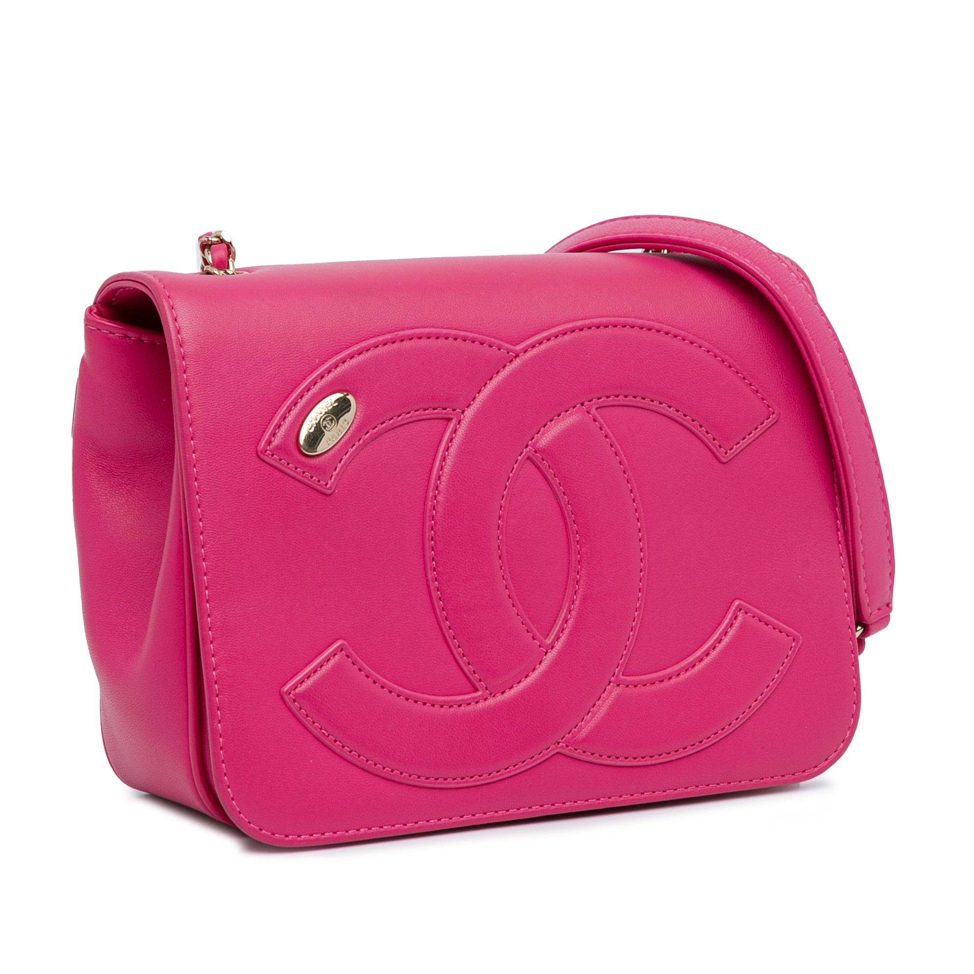 Chanel | Pre-Owned Lambskin CC Mania Flap | Pink/Hot Pink