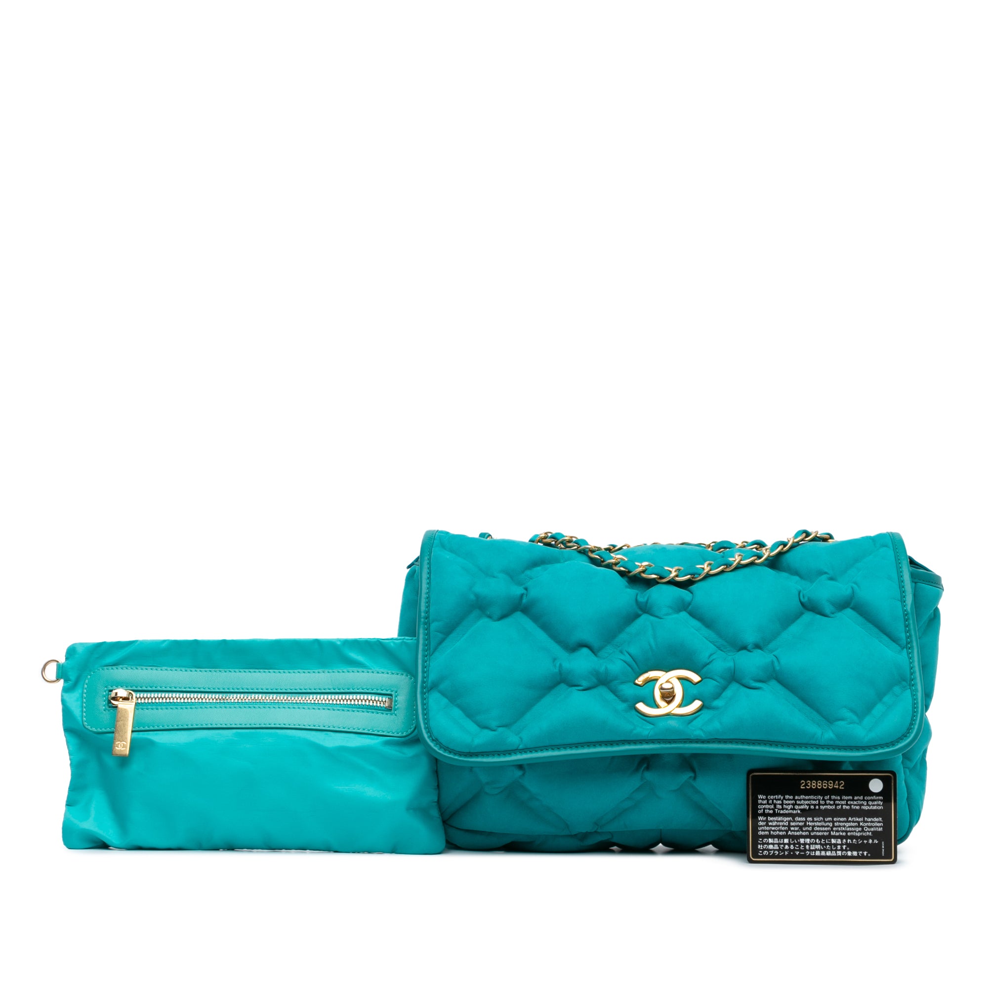 Chanel | Pre-Owned Small Iridescent Calfskin Chesterfield Flap | Blue/Turquoise