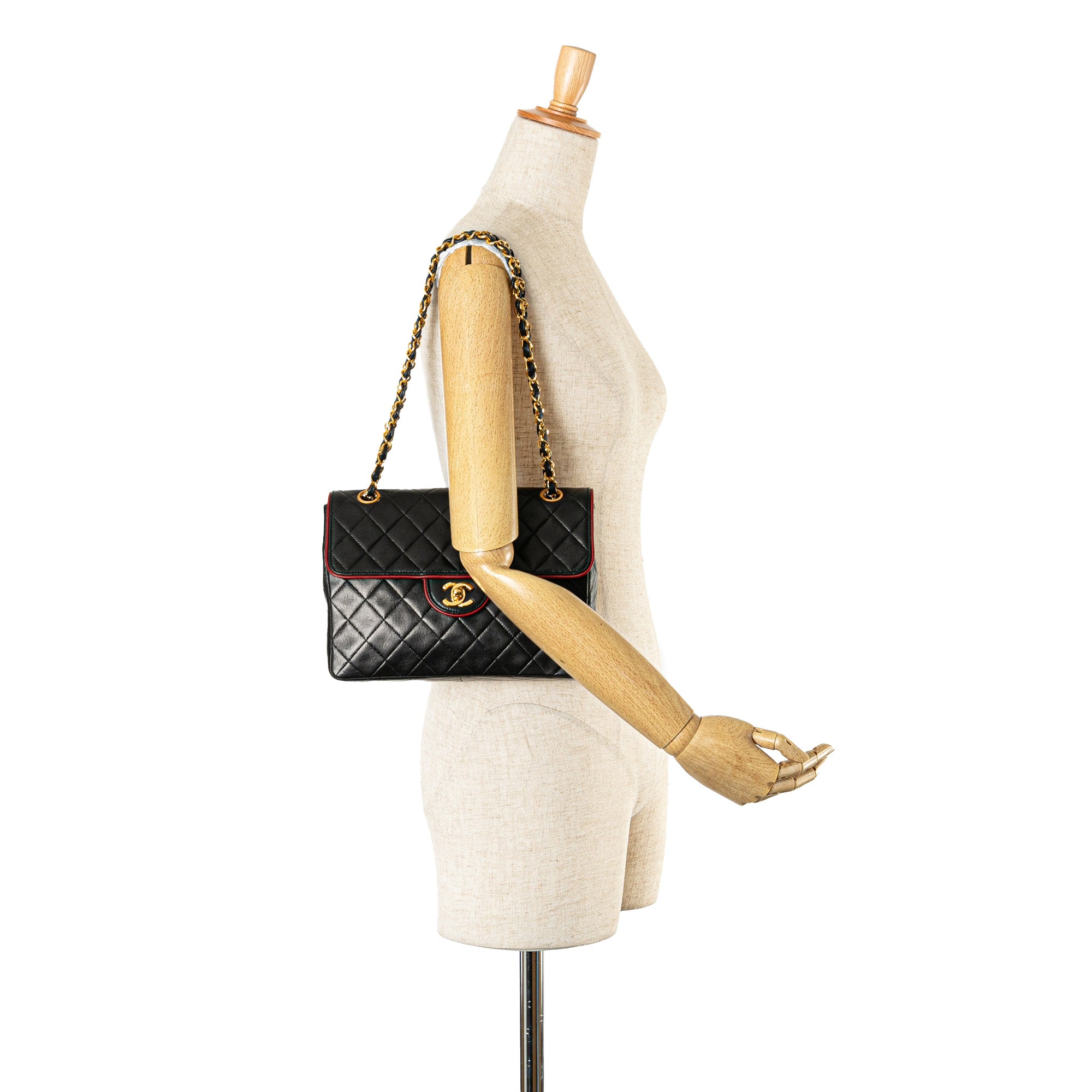 Chanel | Pre-Owned CC Bicolor Quilted Lambskin Single Flap | Black