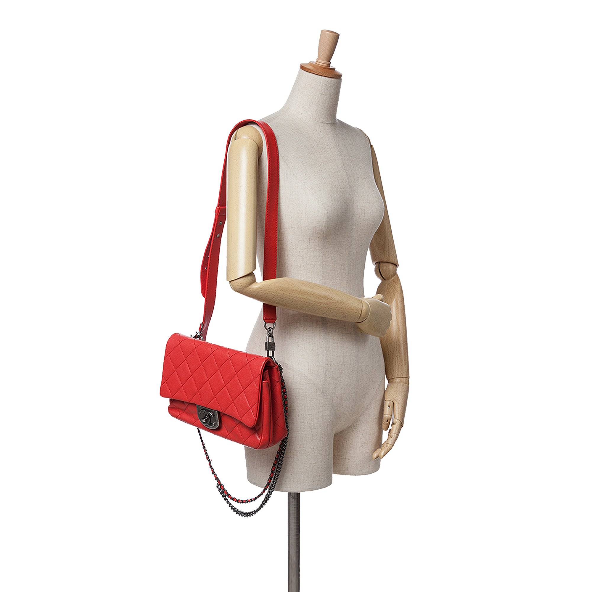 Chanel | Pre-Owned Small Quilted Goatskin Double Carry Waist Chain Flap - II | Red