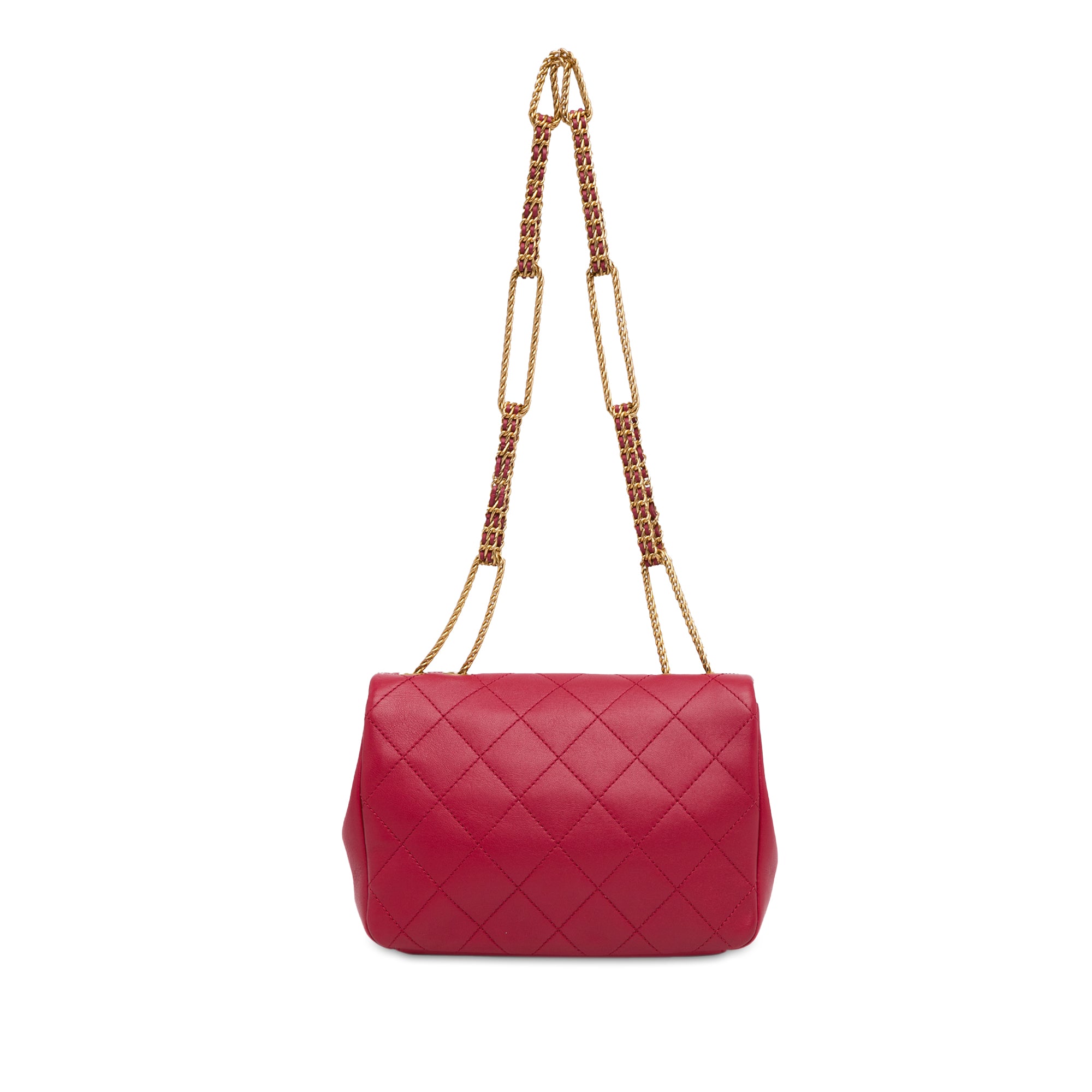 Chanel | Pre-Owned Small Quilted Lambskin On And On Chain Flap - I | Pink/Dark Pink