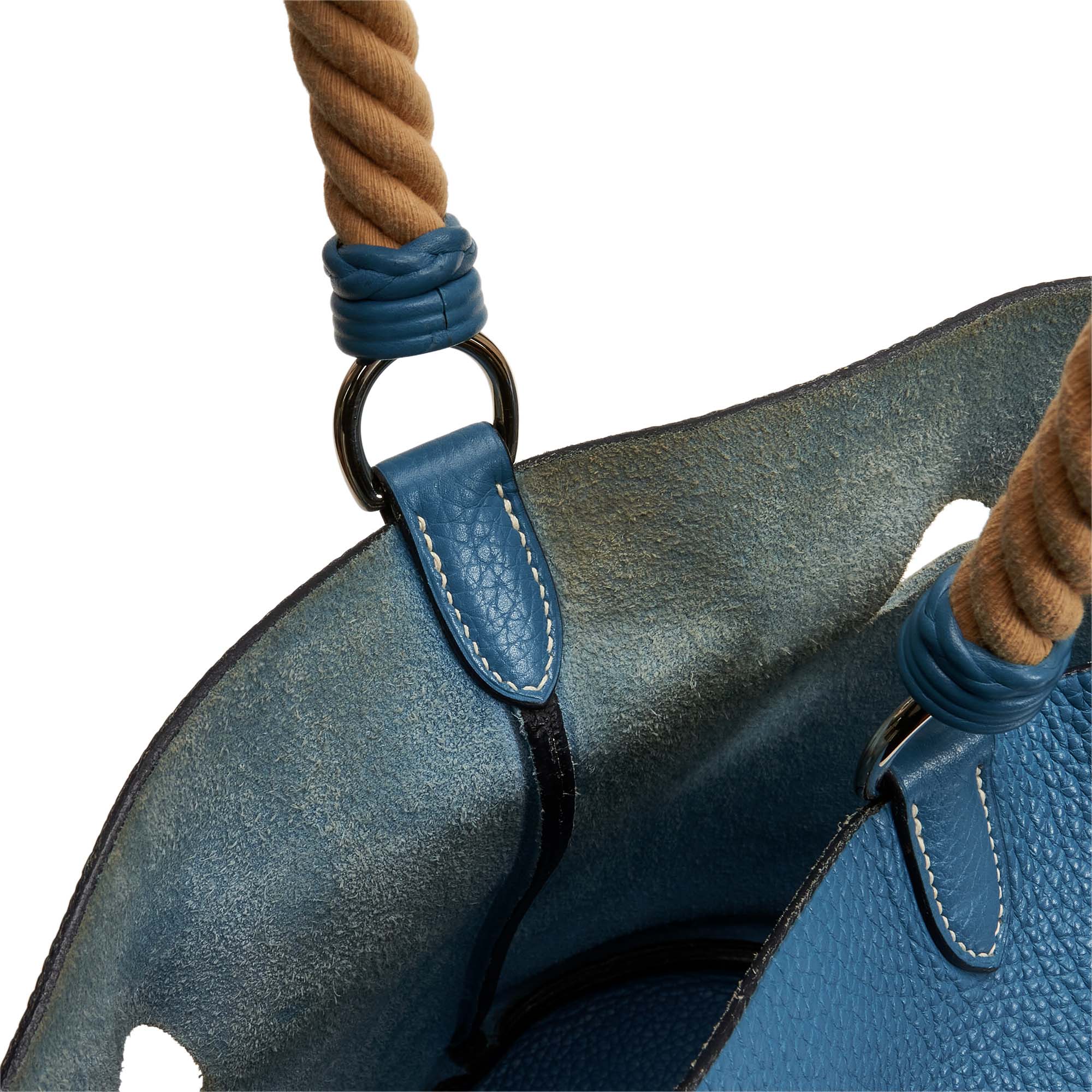 Hermes | Pre-Owned Clemence Mangeoire Bucket PM | Blue