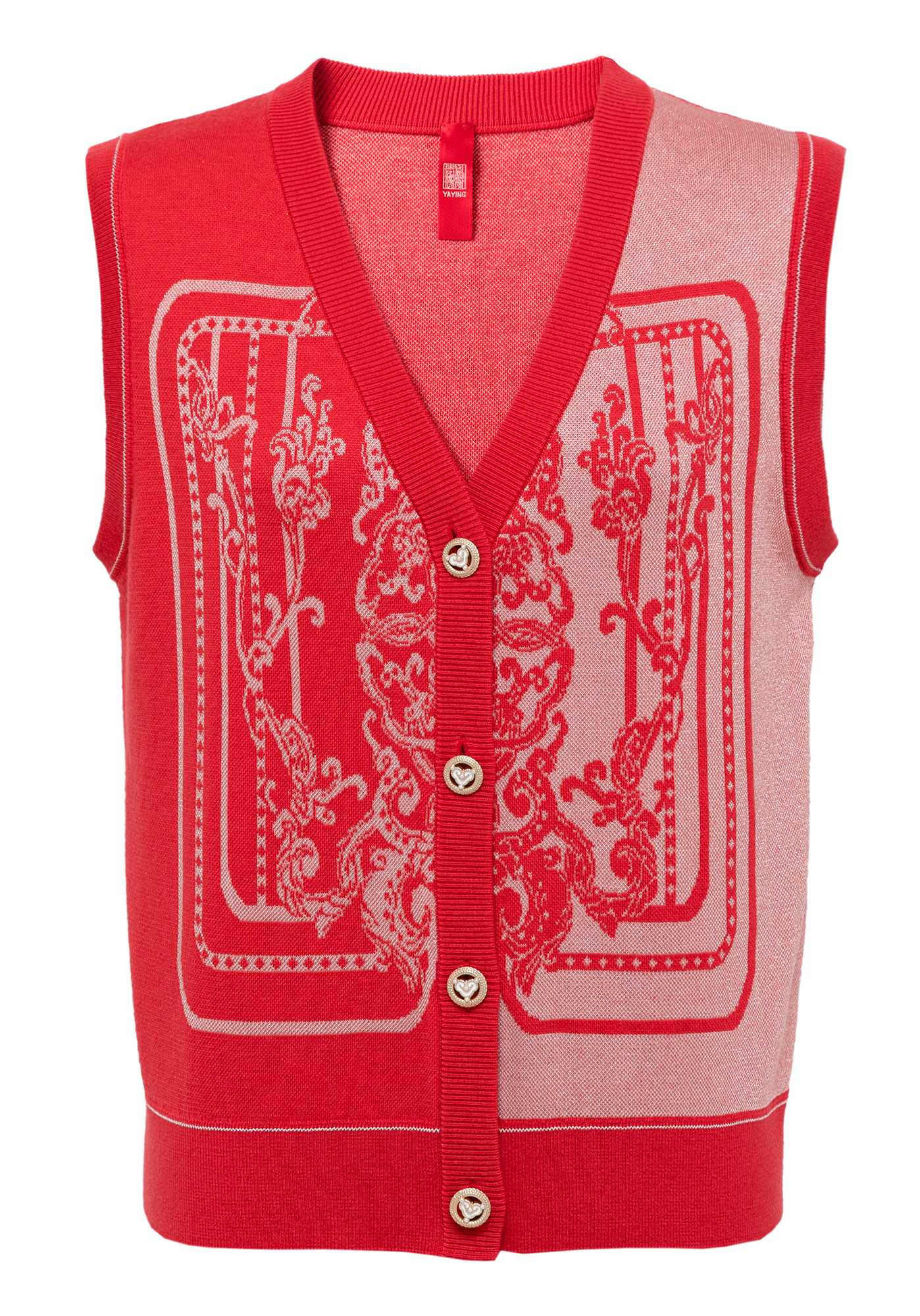 Embossed Knit Vest | Red