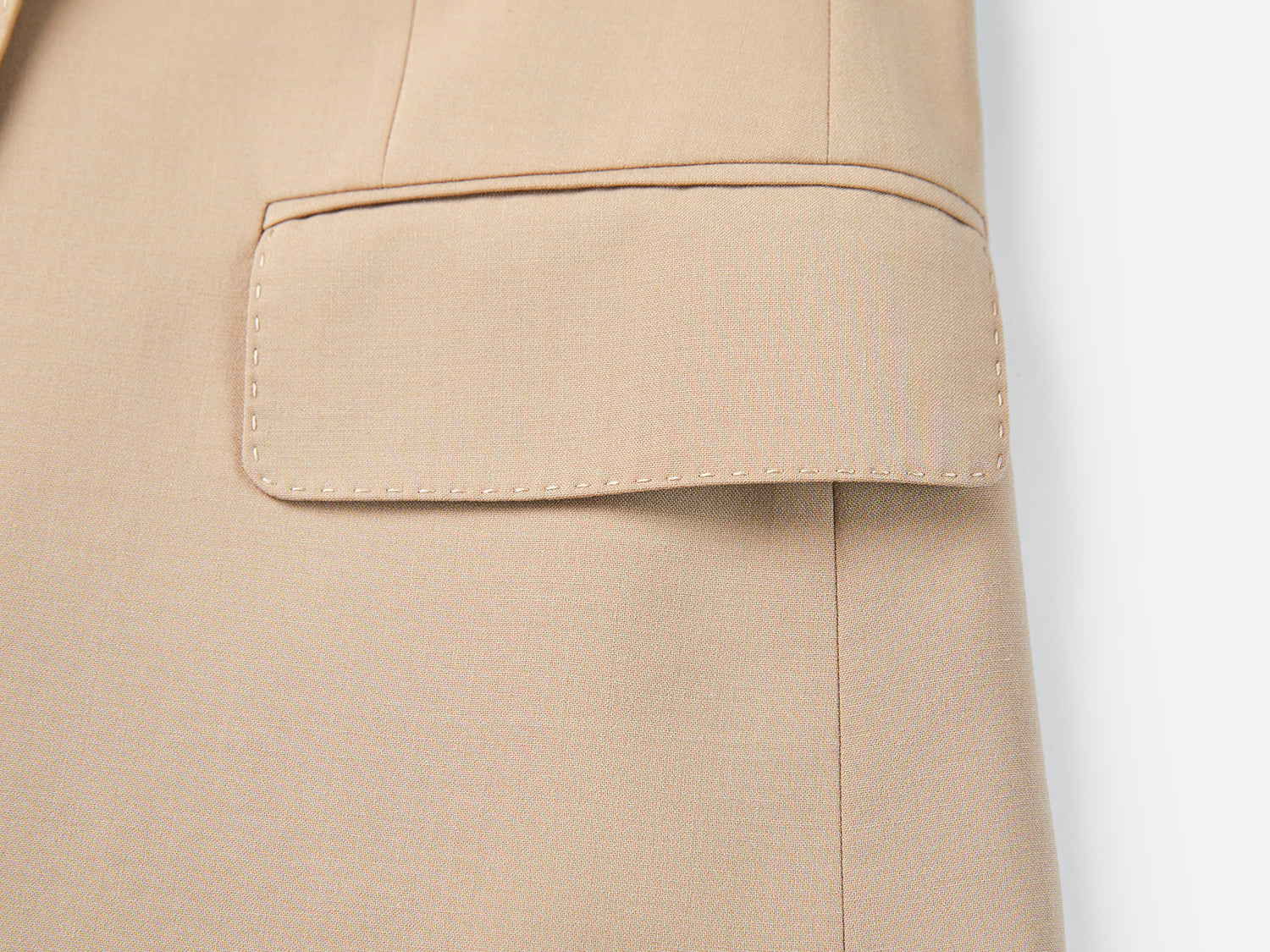 Wool Blended Waist Coat | Camel