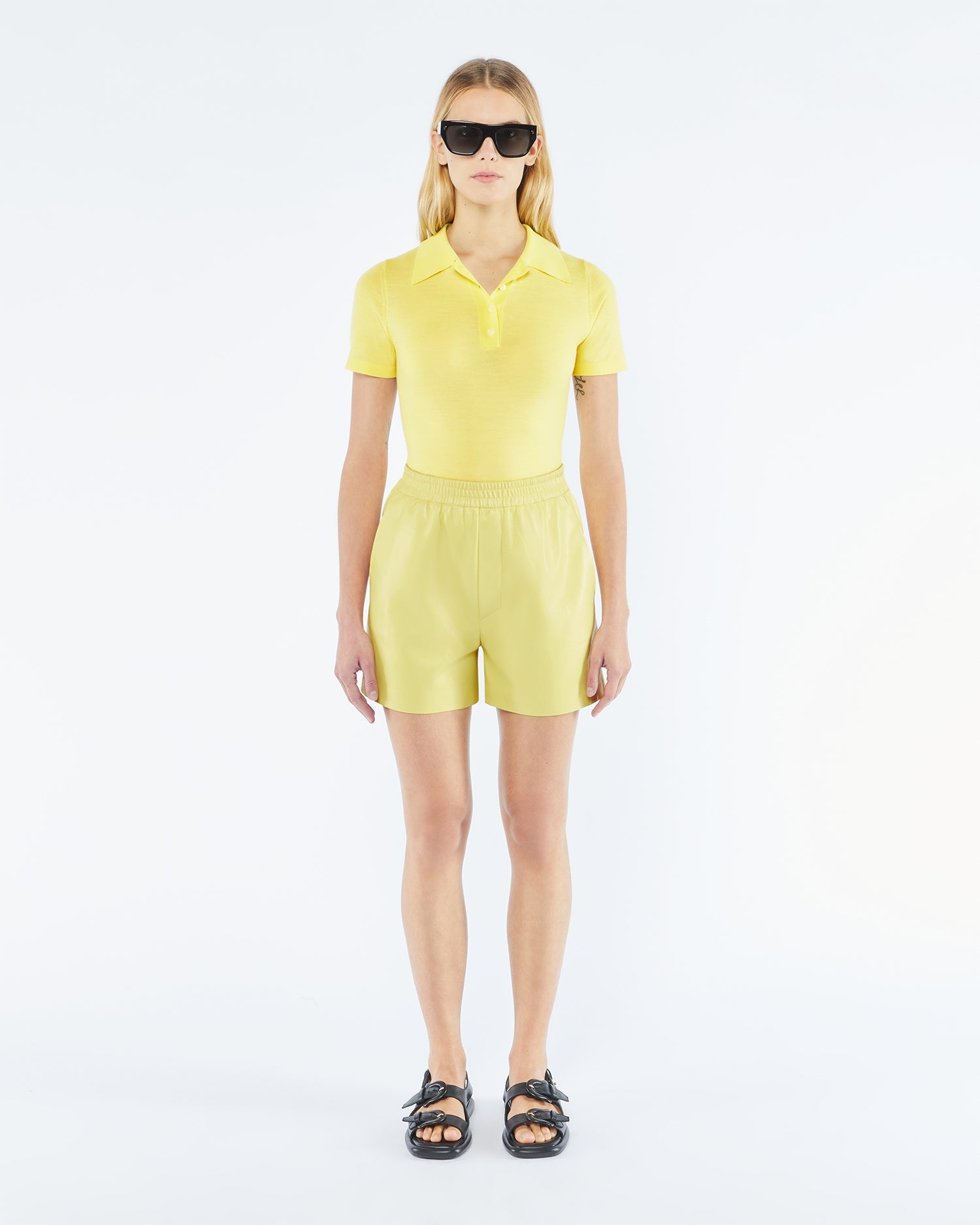 Brenna Okobor Alt-Leather Shorts | Yellow