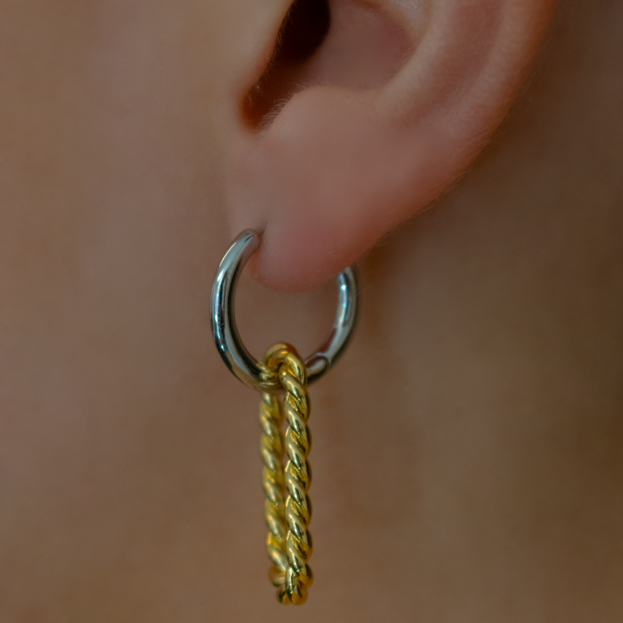 The Oval Twisted Drop Hoop | 18K Yellow Gold-Plated