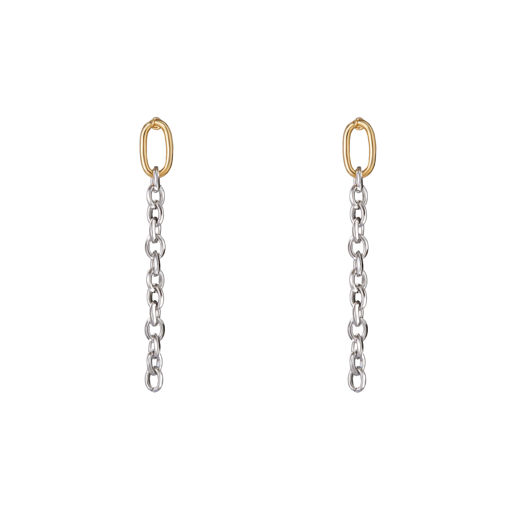 The Two Tone Chain Drop Earring | Gold