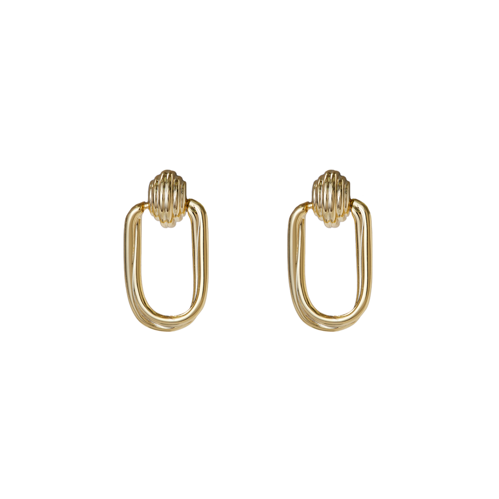 The Oval Ridge Door Knocker Earring | Gold