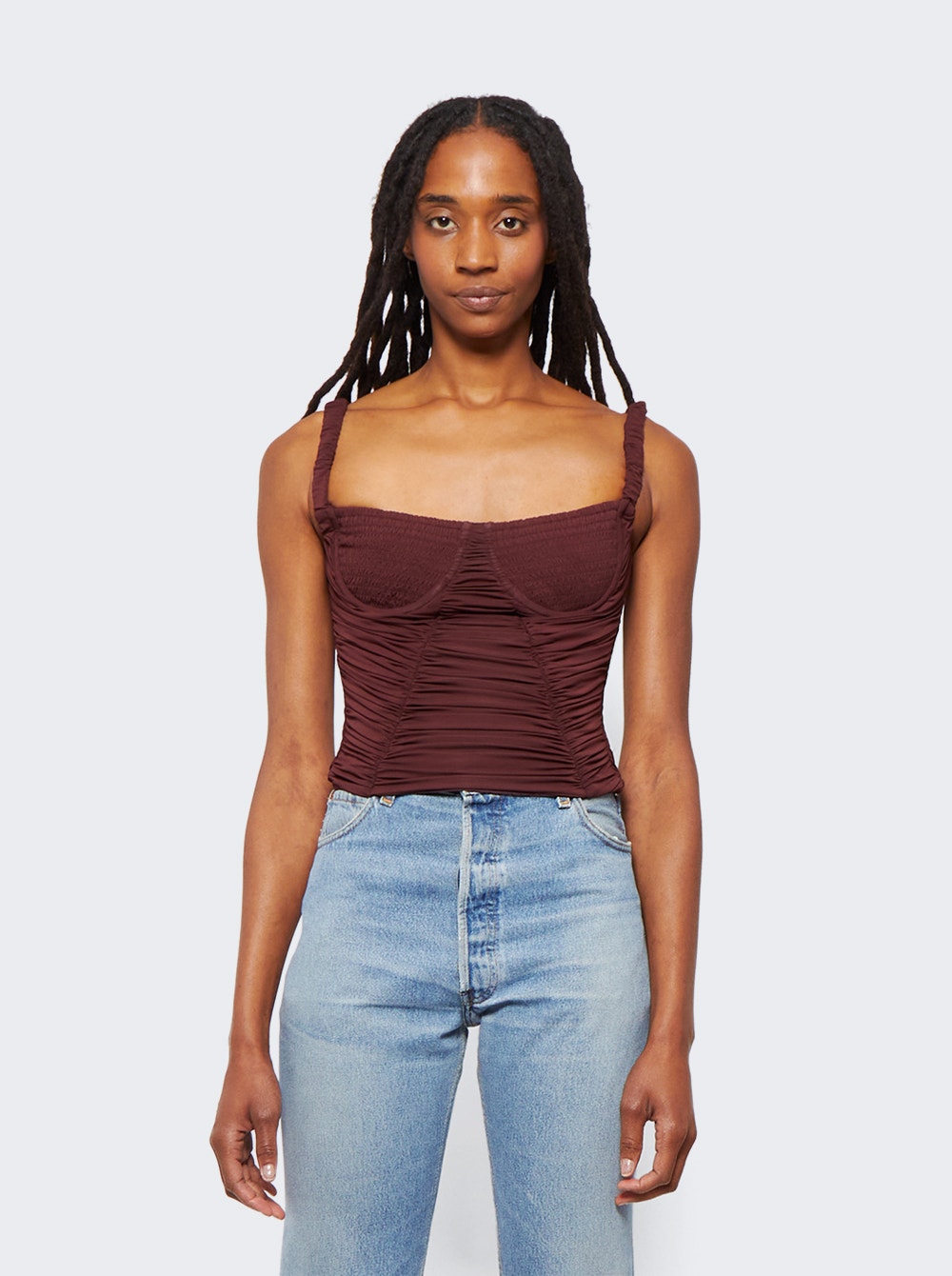Women | Dion Lee | Smocked Doric Corset | Oxblood Red