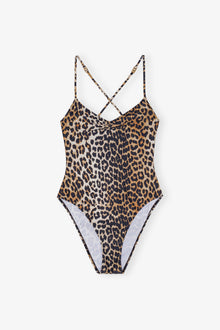 Recycled Printed V-neck Swimsuit | Leopard