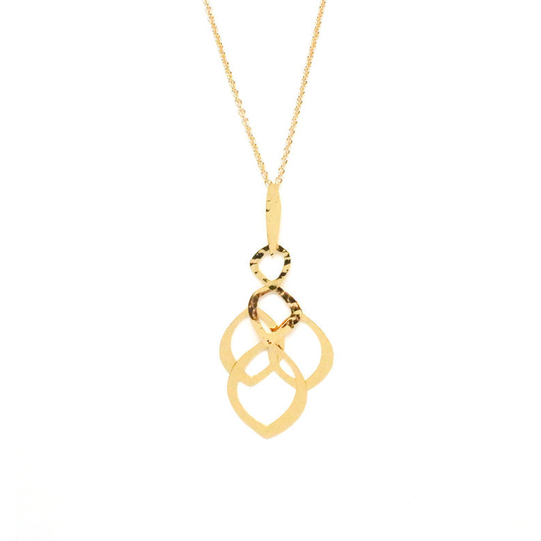 Hammered Dangling Marquise Pendant Necklace | Gold