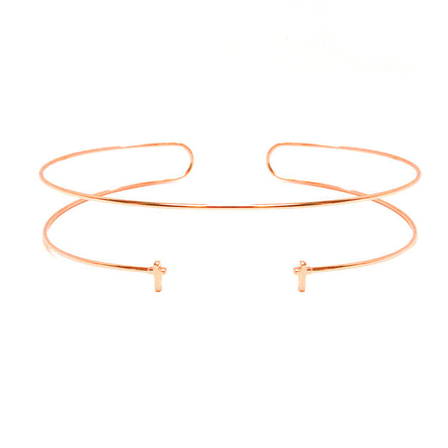 Cross Slip-On Choker | Rose Gold