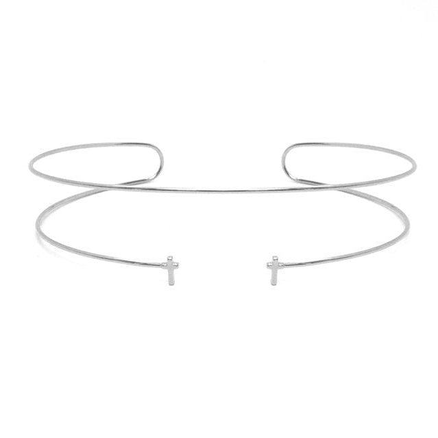 Cross Slip-On Choker | Silver