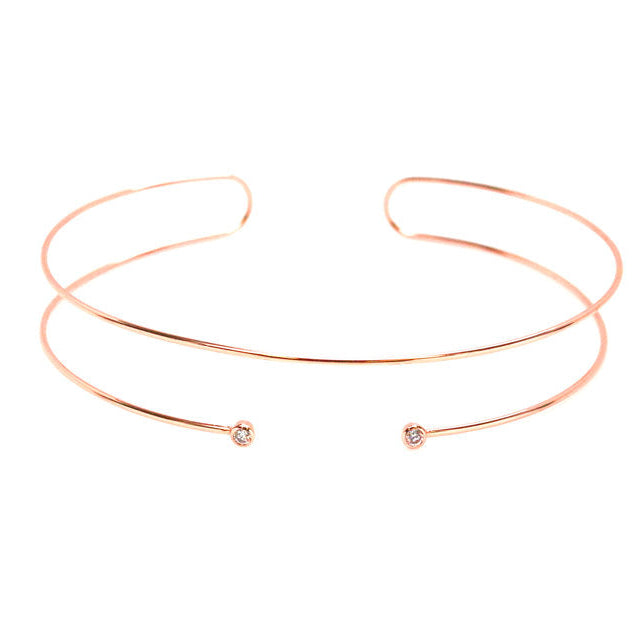 Single Cz Slip-On Choker | Rose Gold