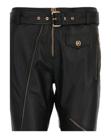 Versace | Zipper Detailed Leather Pants