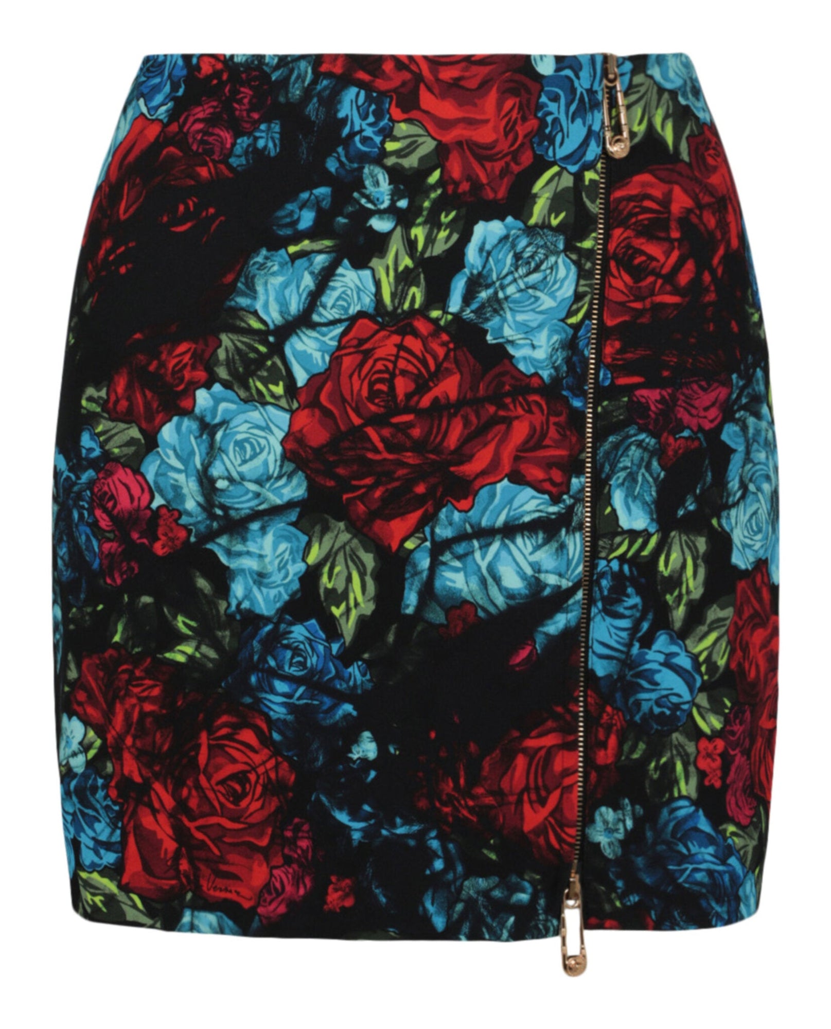 Versace | Floral Printed Zip Front Mini Skirt