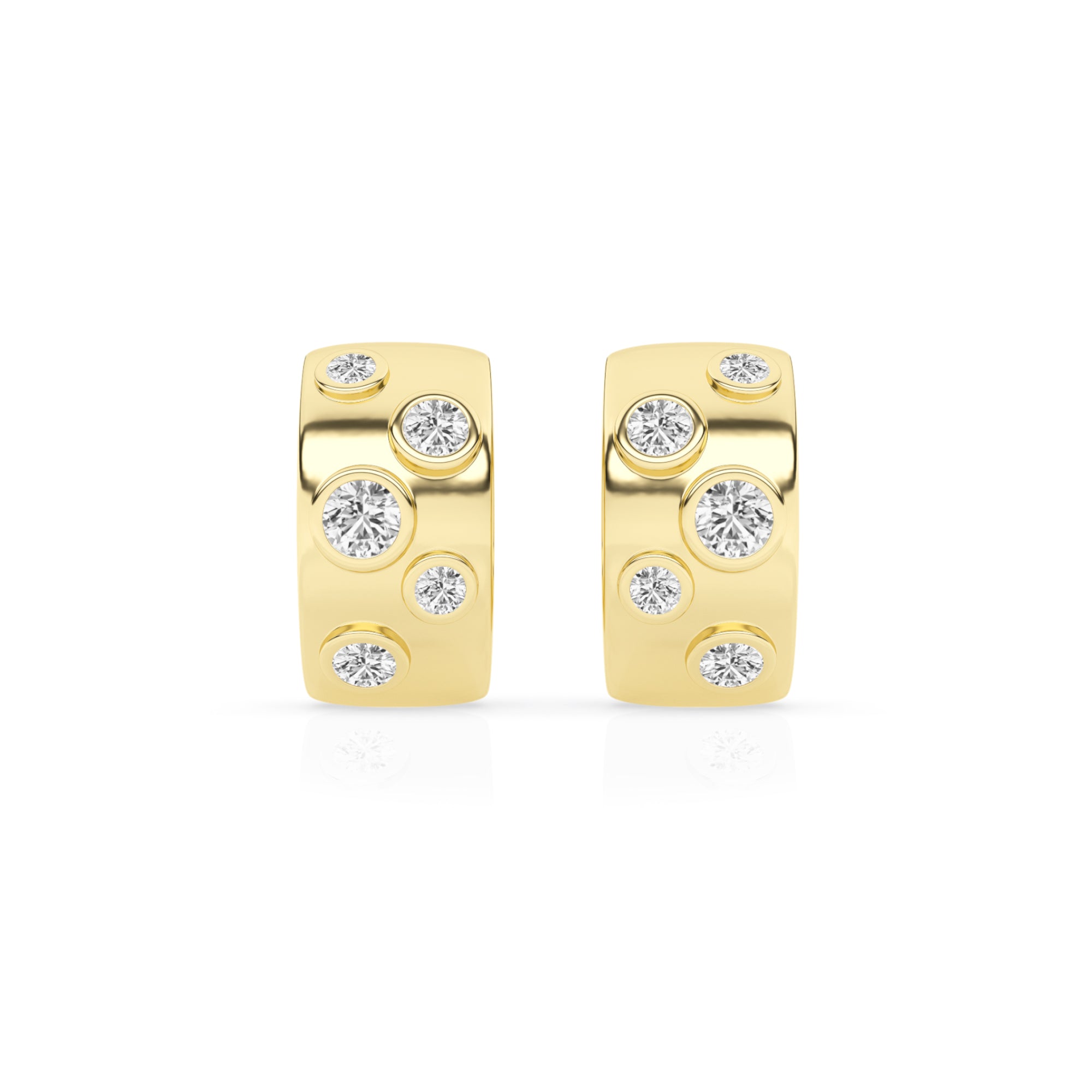 1.00 CT Round Lab-Grown Diamond | Huggie Hoop Earrings | 14K Yellow Gold over Sterling Silver | F Color | VS Clarity