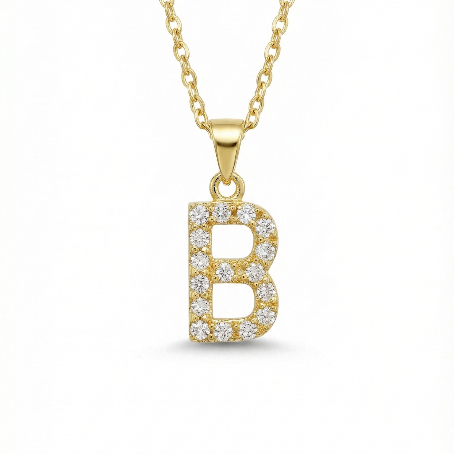 The Pave Single Block Initial Necklace | Gold Vermeil