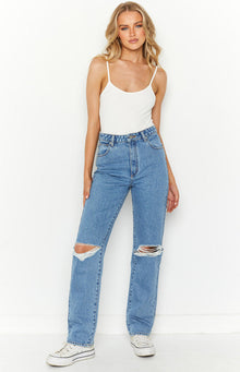 ABRAND A 94 High Straight Georgia Rip Jeans | Blue