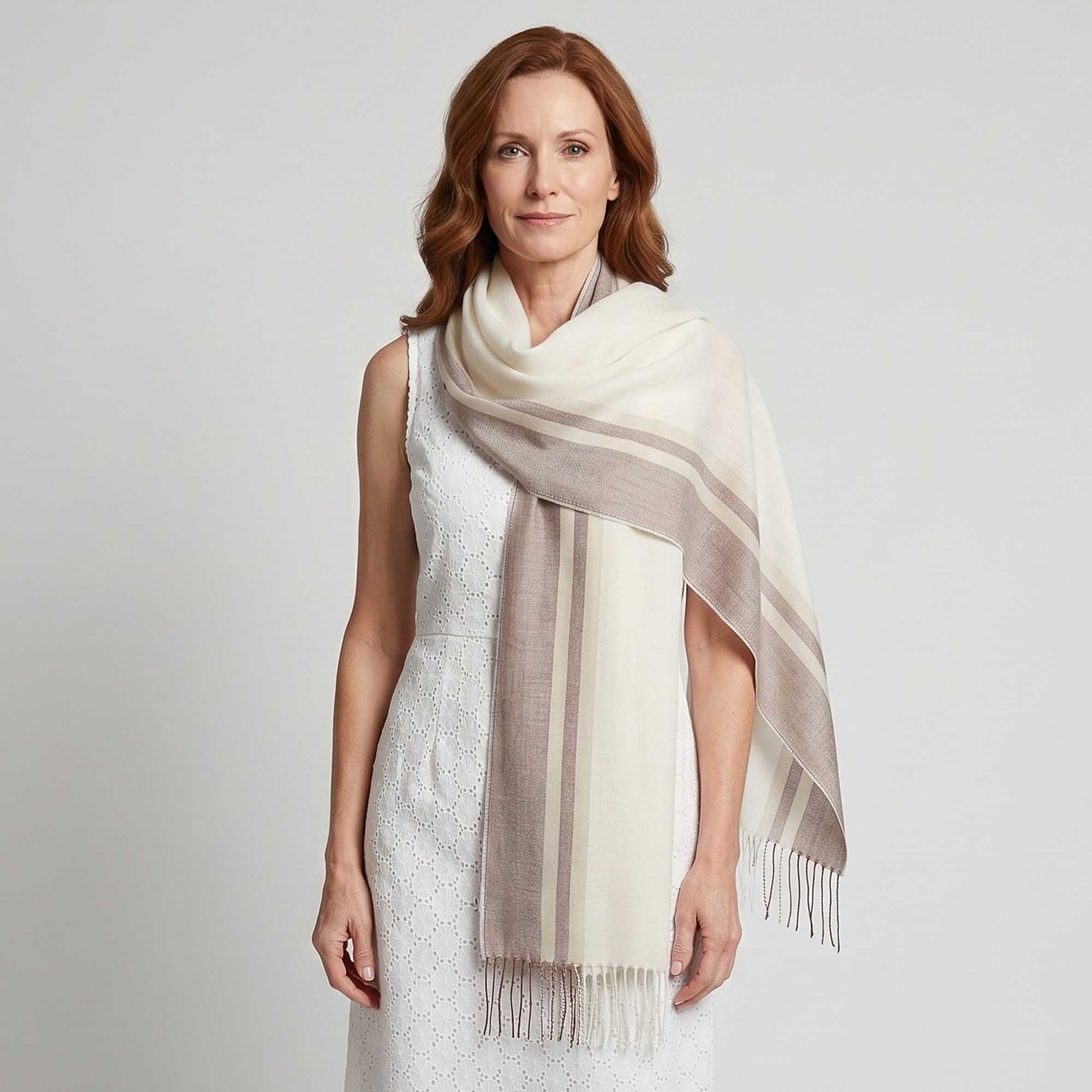Unisex | Maui Wrap | Stripe Cognac / Ivory