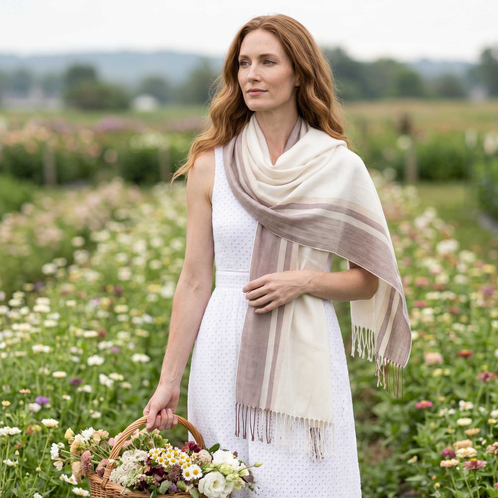 Unisex | Maui Wrap | Stripe Cognac / Ivory