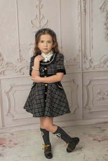 Girl | Orea and Tweed Dress | Black x Silver