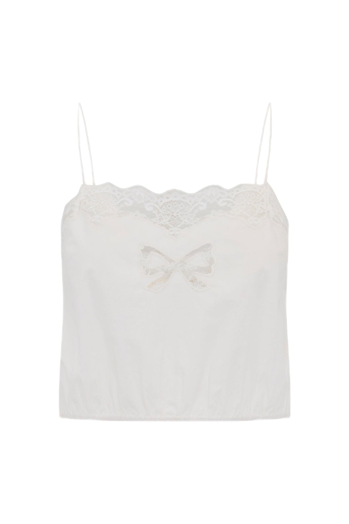 Aliaya Cropped Lace Bow Top | Optic White