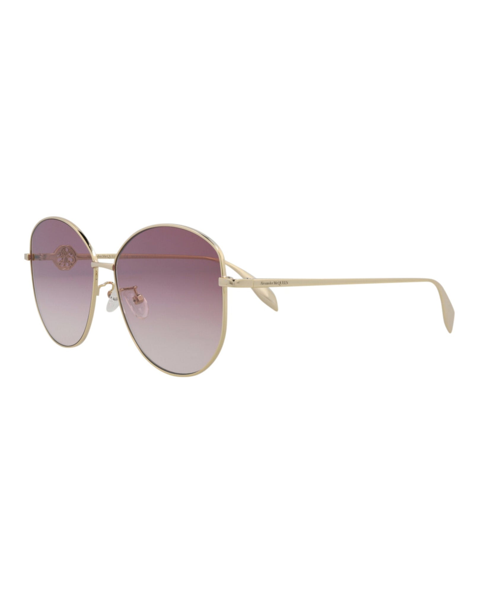 Alexander McQueen Round Metal Sunglasses | Gold