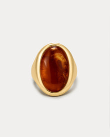 The Amber Honey Resin Statement Ring | Amber Resin | Gold