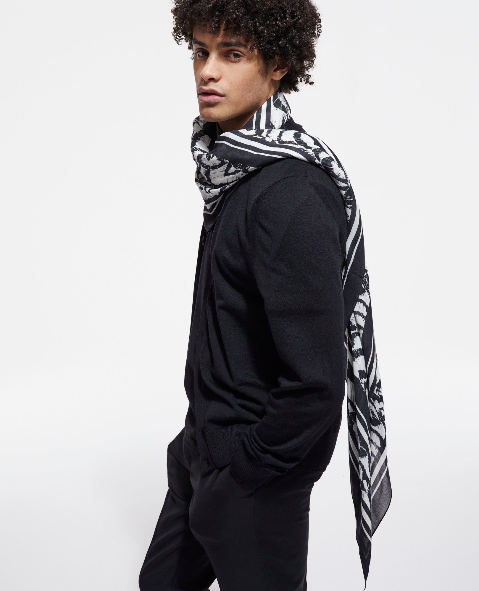 Printed Cashmere Scarf | Women | Ecru