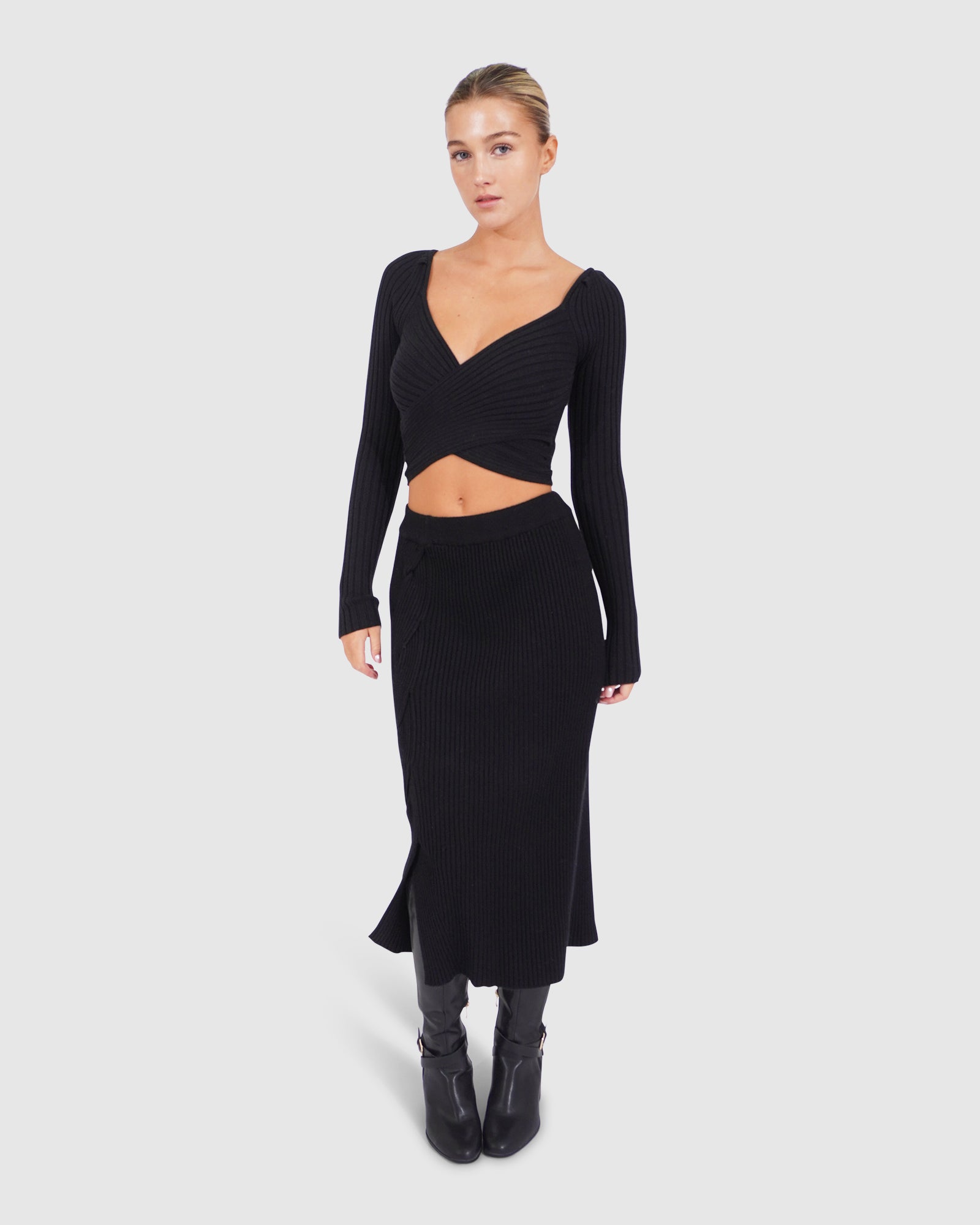 Women | All My Life Knit Midi Skirt | Black