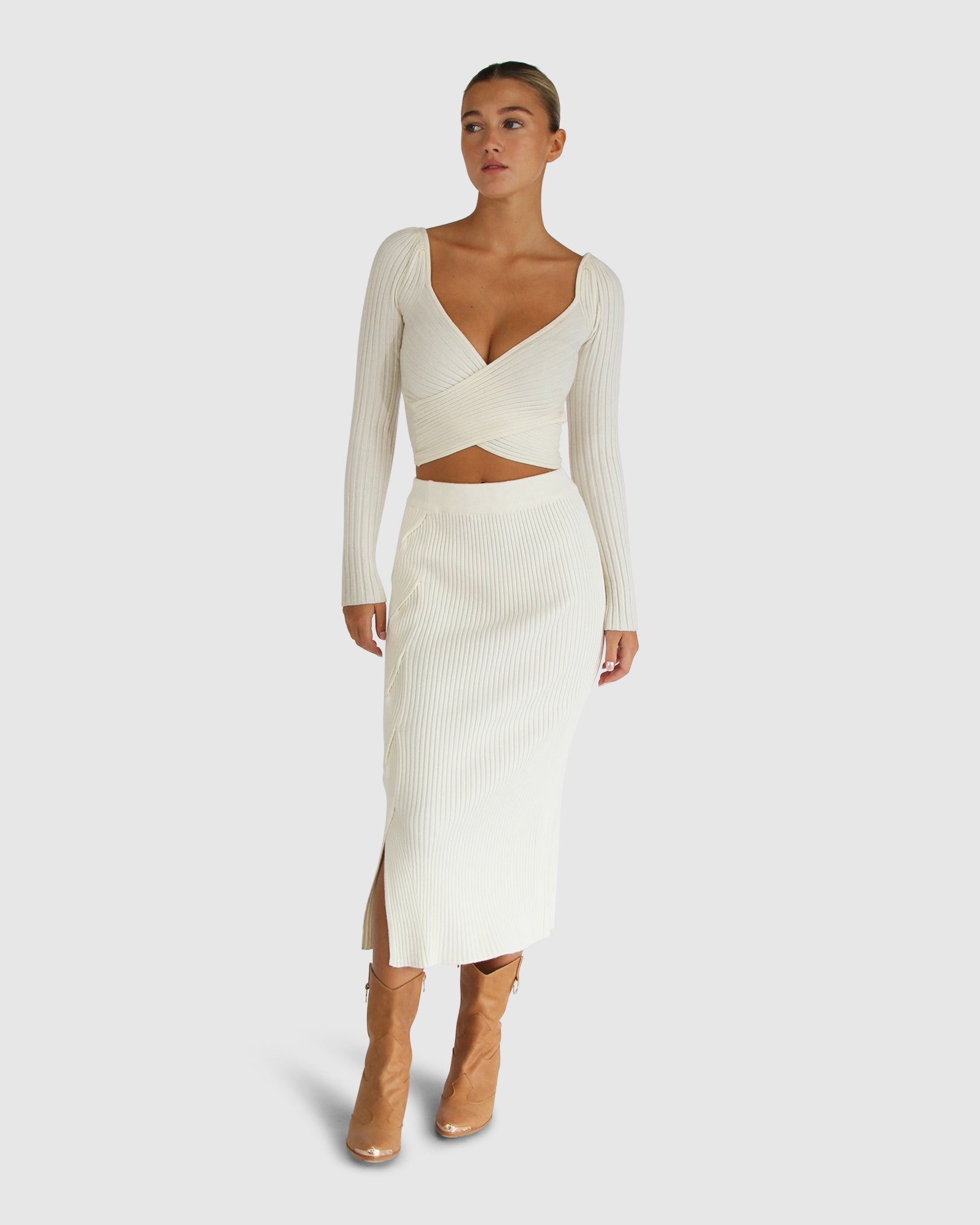 Women | All My Life Knit Midi Skirt | Cream