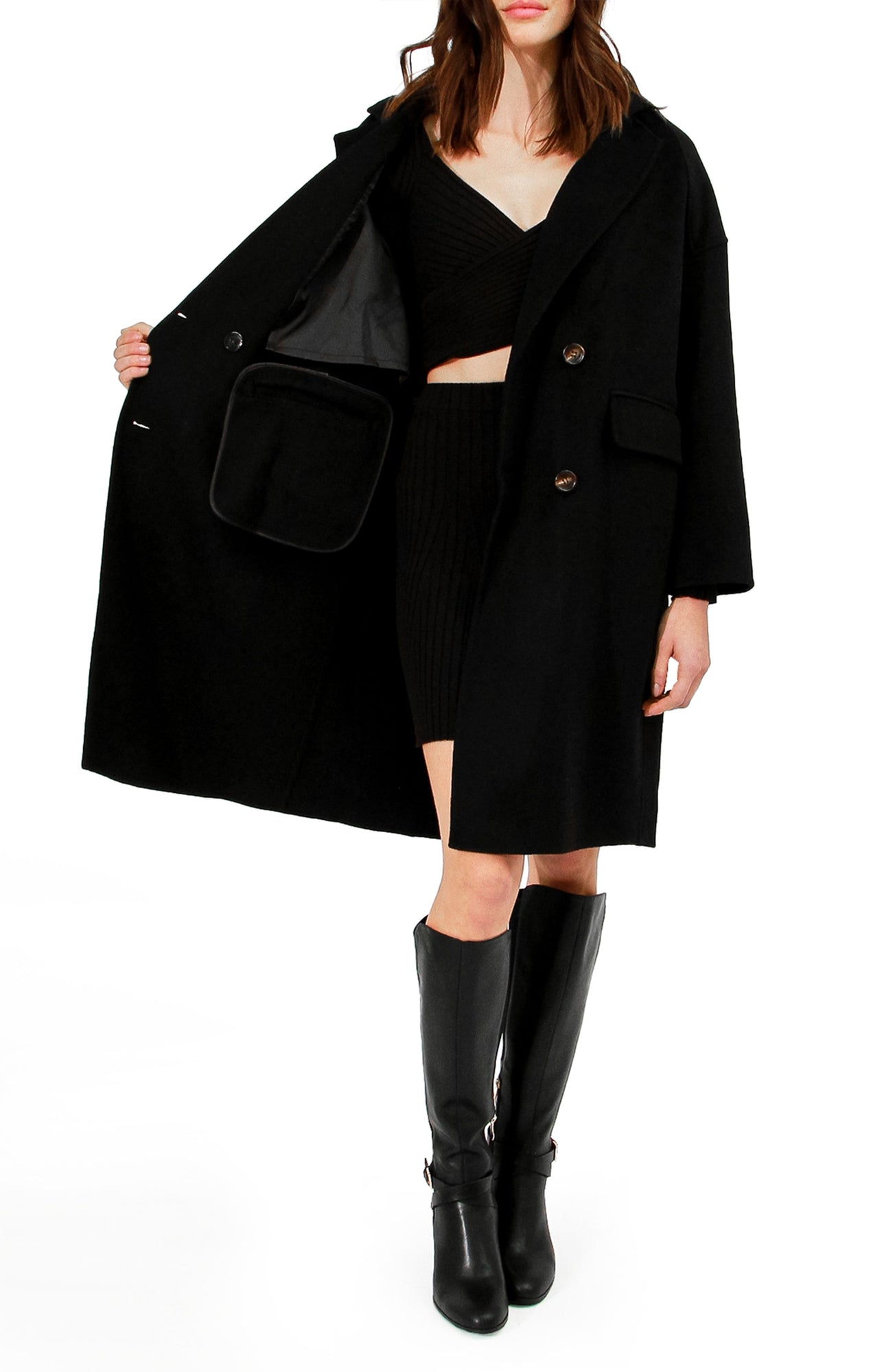 Women | Amnesia Wool Blend Oversized Coat | Black
