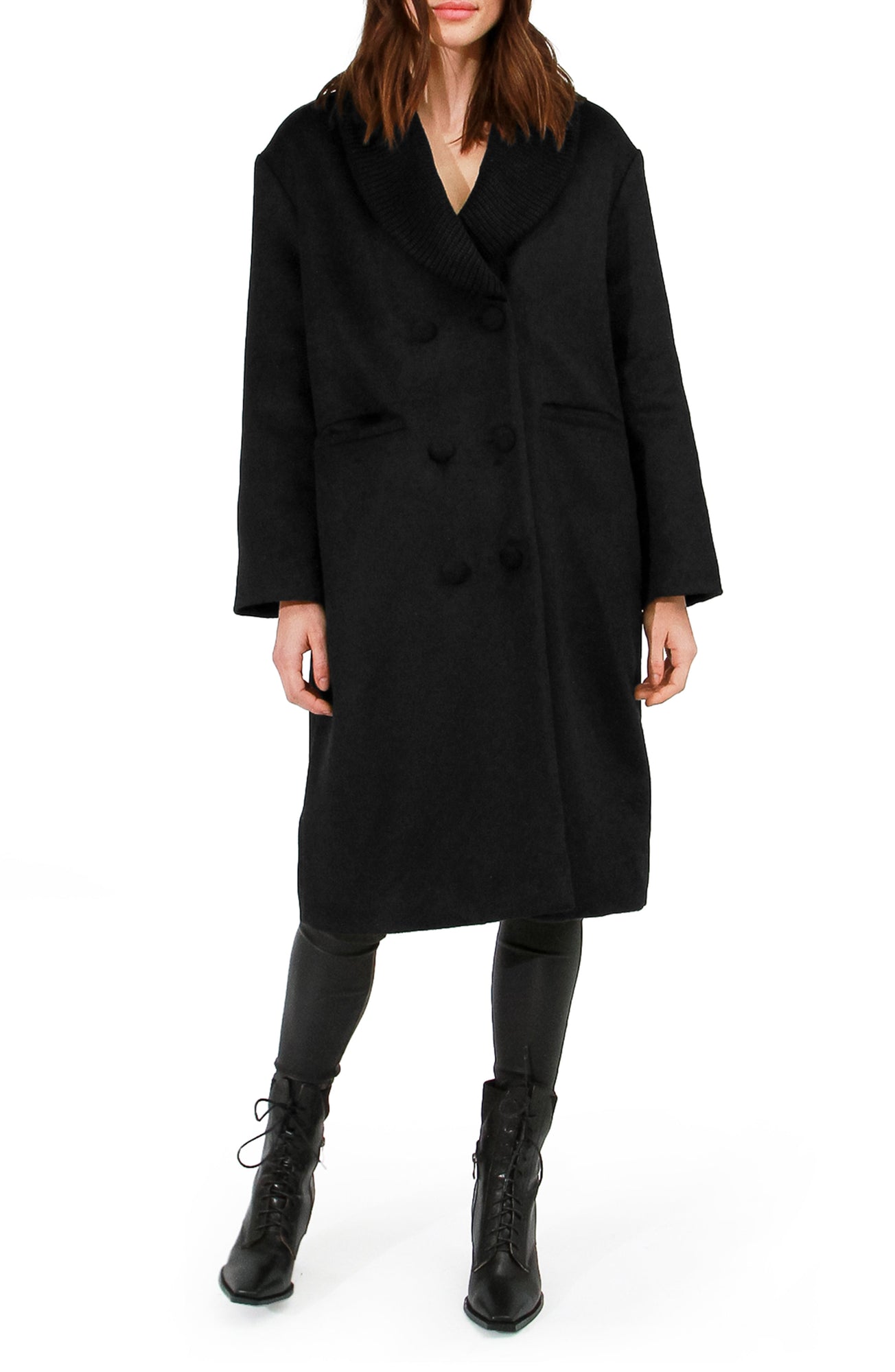 Women | After Party Wool Blend Qulited Lining Coat | Black