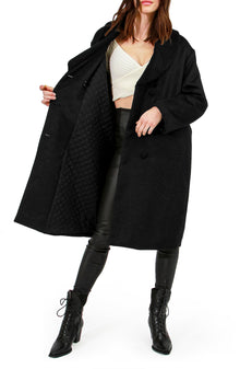 Women | After Party Wool Blend Qulited Lining Coat | Black