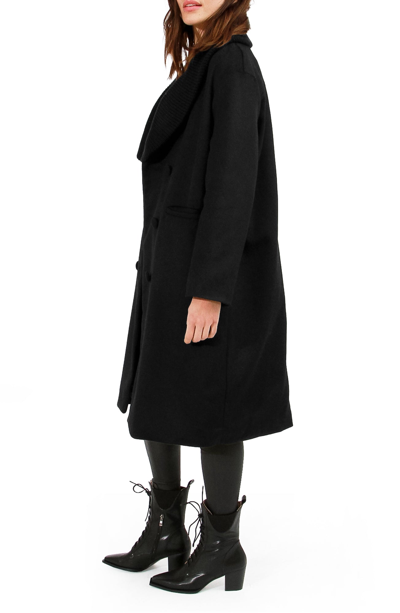 Women | After Party Wool Blend Qulited Lining Coat | Black