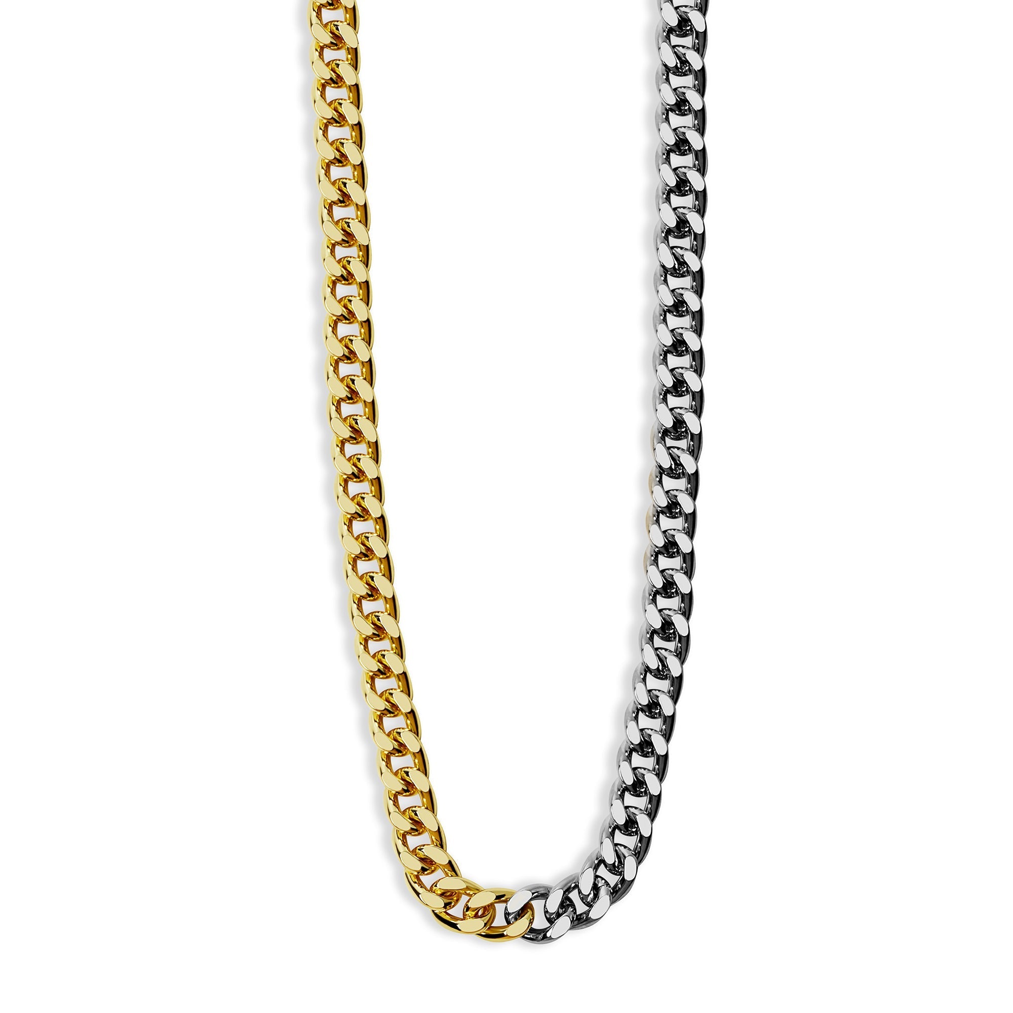 The Double Flash Two Tone Chain Necklace (Elaluz X Argento Vivo) | Gold