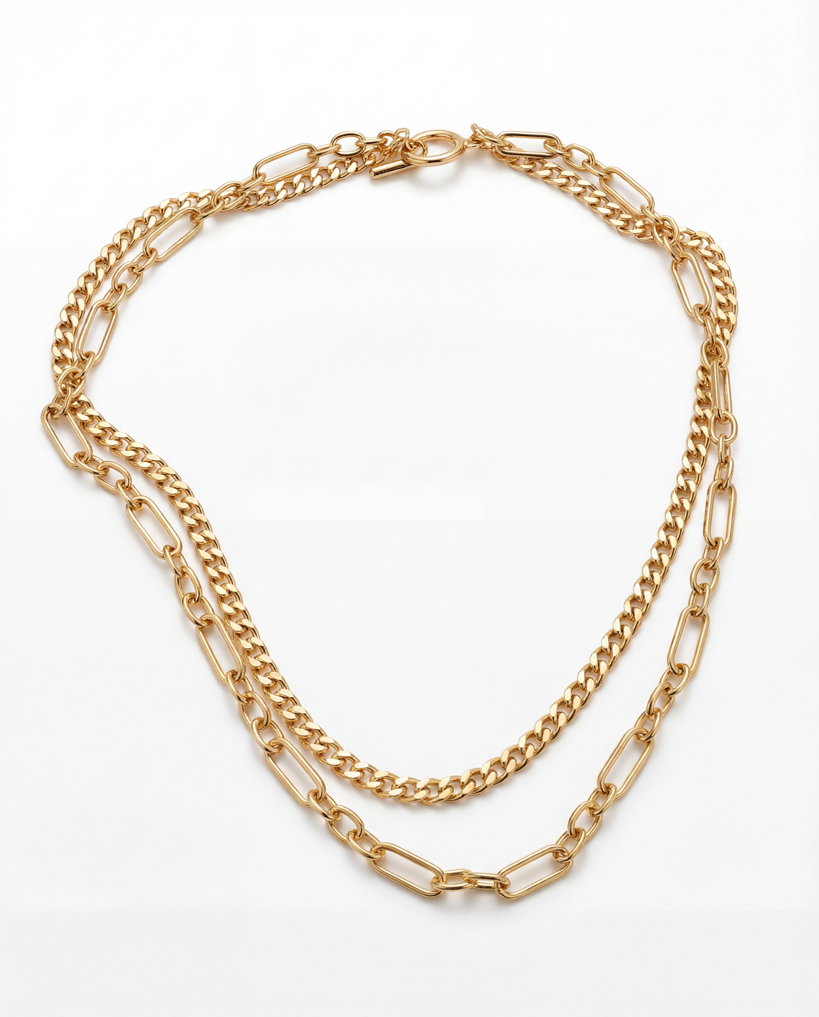 Dual Chain Toggle Necklace | 18Kt Gold Plated Brass